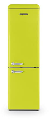 SCHNEIDER SCCB250VRIO, Réfrigérateur combiné vintage, 249L (180+69), Froid statique, 4 clayettes verre, Pose libre, Pieds réglable, Vert acidulé
