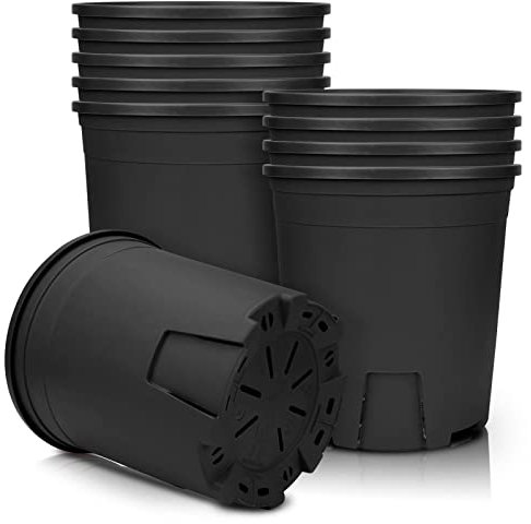 Muzhira Pots de Fleurs, 20.9cm 5pcs Pots de Plantes en Plastique avec Trou de Drainage pour Intérieur, Extérieur, Jardin - Noir
