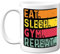 Birthday Mug Gifts for Men Women Him Her - Eat, Sleep, Gym, Repeat - Funny Happy Birthday Present Gift for Workout Fitness Lovers, 11oz Ceramic Dishwasher Safe Premium Mugs