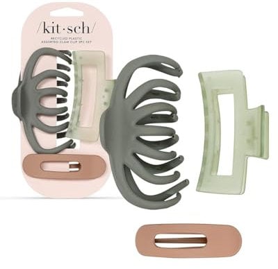 Kitsch Large Assorted Hair Clips for Women, Medium Open Shape Hair Claw Clips for Thick Hair, Flat Lay Hair Clip & Big Octopus Claw Clip for Teen Girls, Hair Styling Accessories, 3 pcs