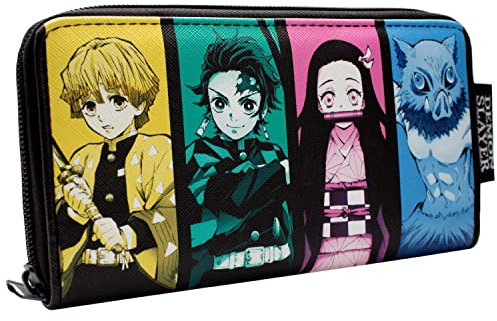 Animation Demon Slayer Corps Charaktere Atmungsstil Nezuko Portemonnaie Clutch Münzfach & Kartenhalter, Mehrfarbig
