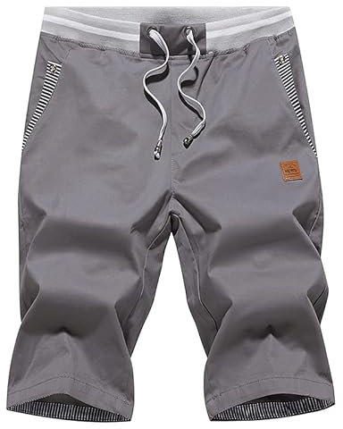 Tansozer Kurze Hosen Herren Shorts Herren Sommer Chino Gummizug Grau XXXL