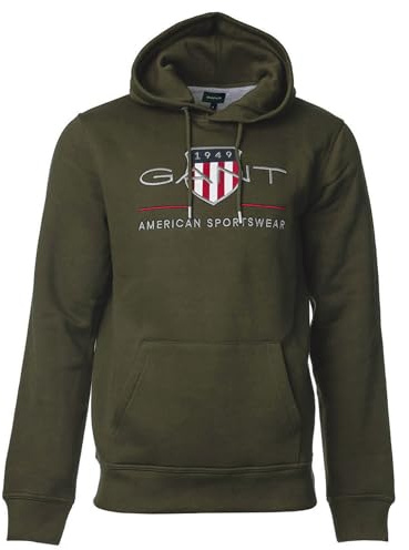 GANT Men's Reg Archive Shield Hoodie, Juniper Green, M