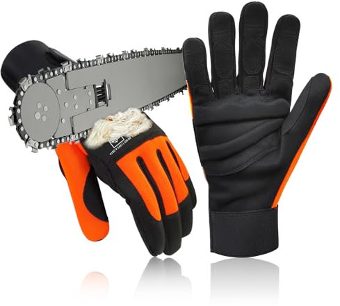 Intra-FIT Guanti protettivi per motosega EN ISO 11393-4 con protezione per mano sinistra, guanti antitaglio forestale per motosega