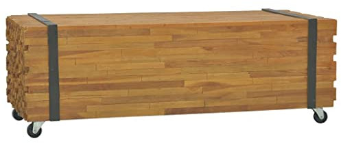 BADJAS Couchtisch 110x45x38 cm Teak Massivholz Wohnzimmer Couchtisch Kaffeetisch Living Beistelltisch