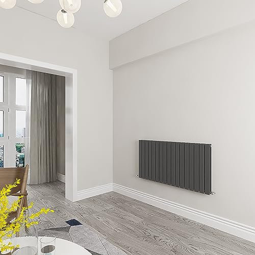 Skybathroom | 600x1156mm Horizontal Anthracite Flat Double Panel Central Heating Radiator