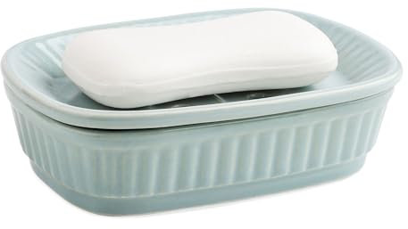 VanEnjoy Porte-savon en céramique vert auto-drainant pour évier de cuisine, porte-savon décoratif de salle de bain, éponge de cuisine et porte-savon