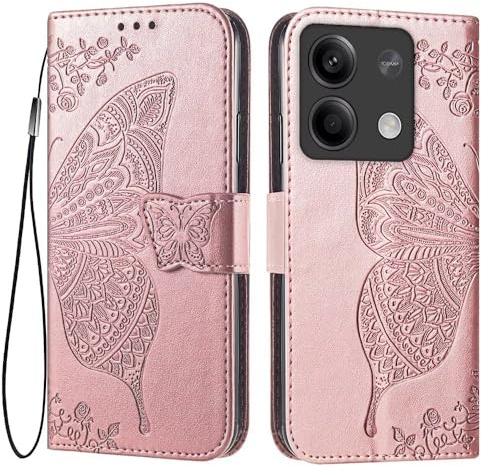 EASSGU Custodia per Redmi Note 13 5G (6.67 Inches) Flip Folio Cover Magnetica per Telefono in Pelle con 3 Slot per Schede 1 Portafoglio, Case - Oro rosa