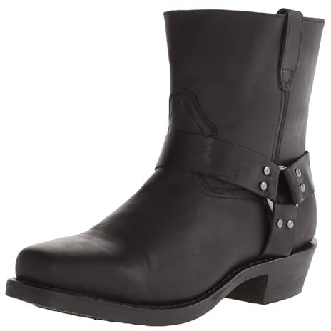 Stivali Western da Uomo Punta Quadrata Stivaletto Biker con Cerniera E Borchie,Nero,38 EU