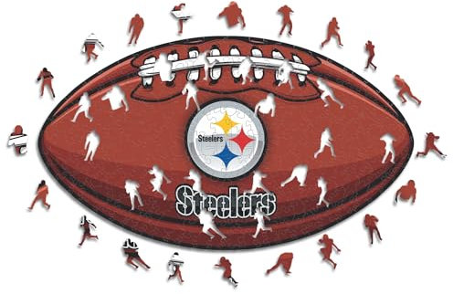 Iconic Puzzles, Pittsburgh Steelers crest, 100% eco-sustainable wooden puzzle with official license NFL, size M, 270 pieces