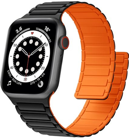 CeMiKa Magnetische Band kompatibel mit Apple Watch Armband 49mm 45mm 46mm 44mm 42mm, Starke Silikon Magnetische Sport Loop Ersatzbänder für iWatch Ultra 2/Ultra Series 10 9 8 7 SE 6 5 4 3 2 1