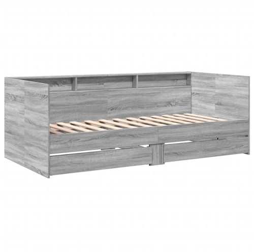 vidaXL Tagesbett, Gästebett mit 2 Schubladen mit Rollen, Schlafsofa für Schlafzimmer, Bettsofa Sofabett Daybed Bett, Grau Sonoma 75x190cm Holzwerkstoff