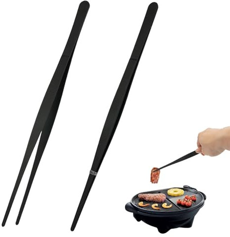 2 Piezas Pinzas de Cocina 30 cm, Pinzas Cocina Profesionales, Pinzas para Barbacoa con Puntas Dentadas, Largo Pinzas para Cocinar, Pinzas Chef de Acero Inoxidable para Cocinar, Asar, Decorar Postres