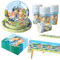 81 Pcs Party Decorations, Blue Dog Party Supplies Tableware Set Birthday Decorations Included Party Plates Cups and Napkins Table Cloth Banner for 20 Guests Boys Girls Chrildren
