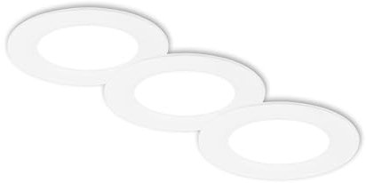 BRILONER - 3er Set LED Einbaustrahler 230V flach, neutralweißes Licht, je 3W 330lm, LED Spot, Deckenspots, Spots 230V, Einbauleuchten, Einbauspots, Deckenstrahler, 68mm, 90x28mm (DxH), Weiß