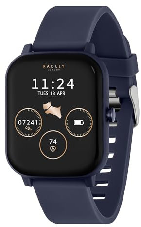 RADLEY Series 46 Smart Watch for Womens with Bluetooth Call, Health Fitness Tracker, Heart Rate, Sleep tracking, Ink Blue Silicone Strap