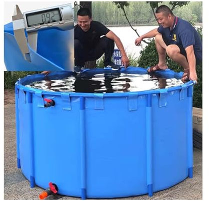 Laghetto per pesci koi, portatile, pieghevole, facile da installare, resistente all'usura, per irrigazione dell'acqua interno/esterno, piscina temporanea (blu, 0,3 m)