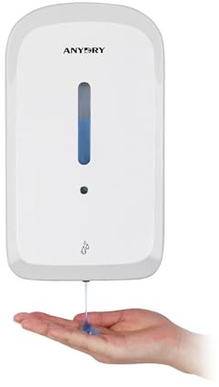 anydry Kommerzieller automatischer Seifenspender mit 1000 ml Fassungsvermögen, Wandmontage, berührungslose Flüssigseifen-Ausgabe für stark frequentierte Toiletten, Modell 1220S Weiß