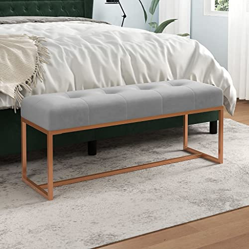 Generisch Sitzbank Grau 110x36x45 cm Samt,jiangboyue-350603