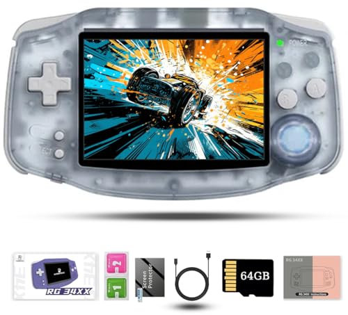 Consola de Juegos portátil ANBERNIC RG 34XX, 64 GB Integrados con más de 5000 Juegos, Pantalla IPS de 3,4 Pulgadas, 3500 mAh, Compatible con Consola Retro, multijugador Wi-Fi y Salida de TV HD.