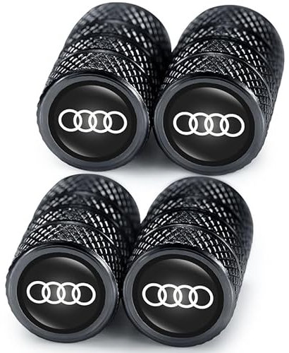 Auto Valve Pneu Voiture, Voiture avec Bouchon Valve Pneu Voiture pour Audi A1 A3 RS3 A4 A5 A6 A7 RS7 A8 Q3 Q5 Q7 R8 S Series, Bouchon de Valve,Noir