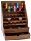 PH PandaHall Wooden Paint Rack Organizer, Tabletop Paint Holder Storage Stand with 42 Holes Pigment Ink Bottle Storage Display Hobby Art Craft Tool Rack with 2 Cabinets for Miniature Paints Set