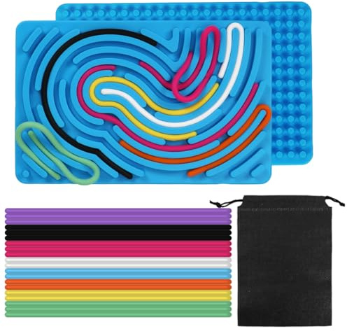 HUKUMA Sensorik Spielzeug Activity Board,Silicone Sensory Fidget Toys,Doppelseitiges Spielzeug Zur Autismus, Stress, ADHD, Anxiety Spiele Play Toy mit Reisetasche & 20 Schnüren