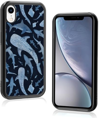 Axulimin Cute Blue Shark Aesthetic Phone Case for iPhone XR Case for Women Teen Girls Kids Girls -6.1Inch