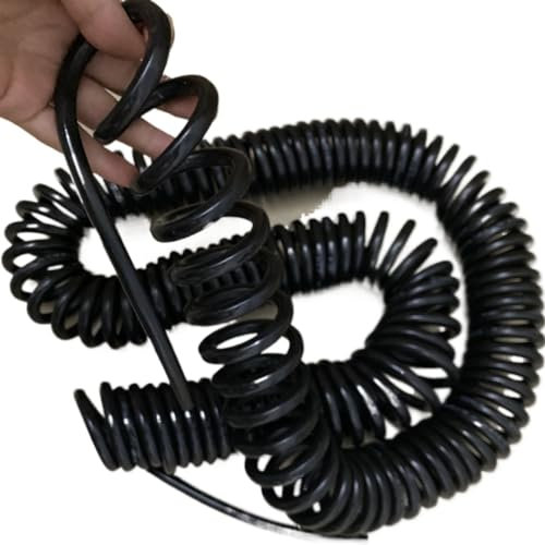 LYVQZPWLRStromfederkabel umkreisen, Kabel 3-adriges elastisches Zugkabel, schwarz, 4 mm, quadratisch, 30 A, Feder-Netzkabel, Kupferspirale(Stretch 8 meter)