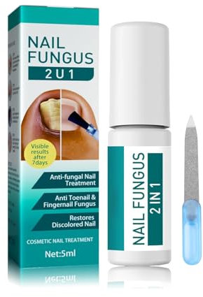 2 in 1 Fungal Nail Treatment for Toenails & Fingernails – Extra Strong Anti-Fungal Solution & Nail Polish, Natural Formula for Nail Fungus, Include Nail File