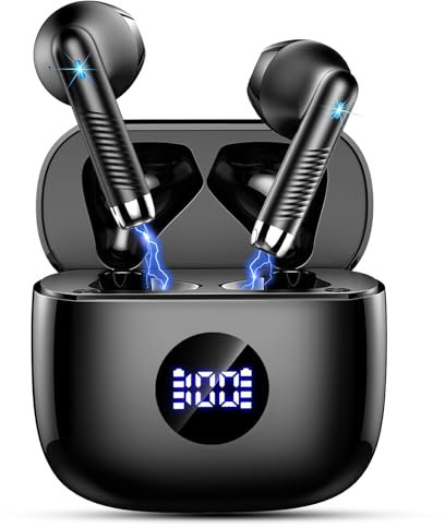 Wireless Earbuds, Bluetooth 5.4 Headphones Hifi Stereo, Ear Buds with ENC Noise Cancelling Mics, 42H Playtime in Ear Earphones, IP7 Waterproof with Bluetooth Earbuds USB C, Dual LED Display