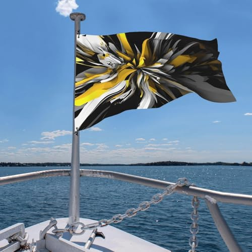 Drapeau 4 x 6 pieds abstrait noir blanc jaune drapeau toutes saisons pour la décoration de d