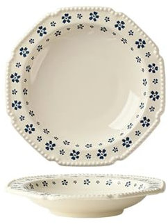 Vajilla de cerámica Vintage con diseño de Flor de Cerezo Azul Perla, Cuencos de arroz para el hogar y Platos para Verduras - Platos de degustación (Plato Hondo de 8 pulga