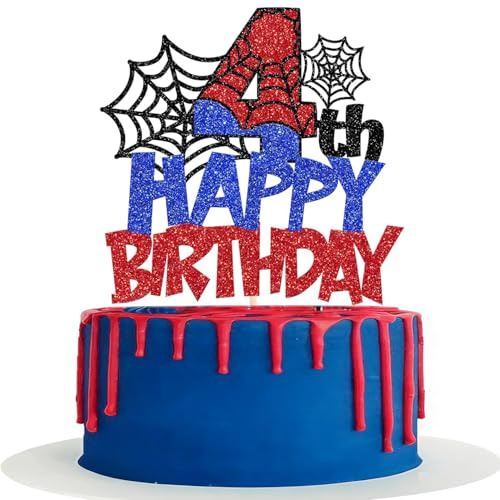 Decoration Gateau Anniversaires 4 Ans, Animation Decoration Gateau, Décorations de Gâteaus Araignée, Deco Gateaus Anniversaire Enfants 4 Ans, Happy Birthday Decorations Gateaues