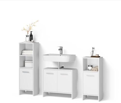 Livinity Badmöbel-Set Amalfi Weiß | 3-teiligPlatz für Pflegeprodukte und Badezimmeraccessoires