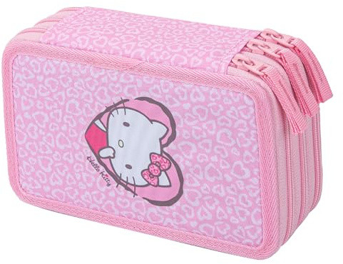 Baagl 3 Fach Federmäppchen Schulmäppchen - Hello Kitty Sweet Leopard | Die Schulsachen Federtasche und Federmappe für Schule bietet außergewöhnlich viel Stauraum für Stifte, Marker und Lineal.