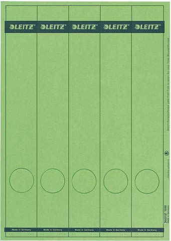 LEITZ® Rückenschild, auf A4-Bogen, selbstklebend, Papier, schmal/lang, 39 x 285 mm, grün (125 Stück), Sie erhalten 1 Packung á 125 Stück