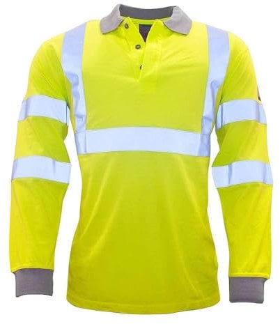 Portwest FR77 Lightweight Flame Resistant Anti-Static Hi-Vis Long Sleeve Polo Shirt Yellow, Medium