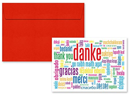 5er Pack Klappkarten mit Umschlag Geschenkkarte Danke Grußkarte Glückwünschkarte Klappkarte Karte mit Umschlag DIN C6