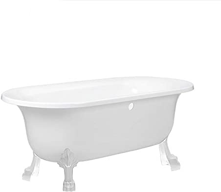 MILANO White 1730 x 780mm Freestanding Roll Top Bath White Claw Feet
