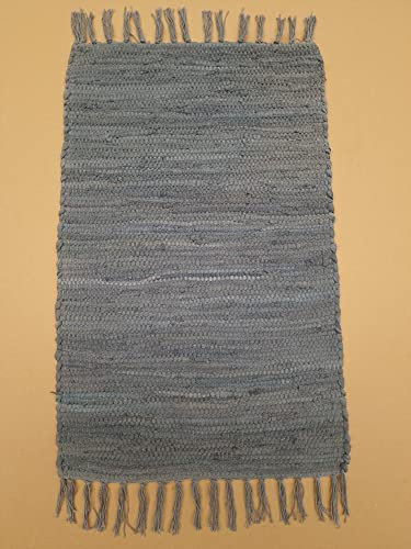 Kottig Fleckerl Handweb Teppich Fleckerlteppich Uni 80x160 Garmisch Flickenteppich Einfarbig (Anthrazit)
