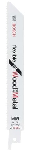 Bosch Accessories Coffret de 2 lame de scie sabre S 922 HF Flexible for Wood and Metal (longueur 150 mm, accessoires pour scie sabre), Gris