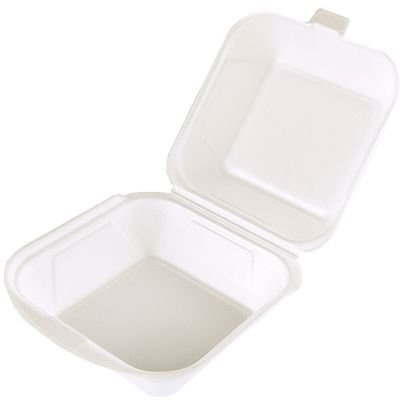 5 x 100 St Hamburger-Boxen mit Klappdeckeln, EPS eckig 7,5 cm x 12 cm x 12 cm weiss