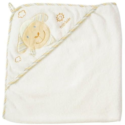 Fehn Badetuch BabyLOVE - Badehandtuch Kinder Poncho aus Frottee - Baby Handtuch mit süßem Schaf - Babybadetuch mit Kapuze für Babys und Kleinkinder ab 0+ Monaten – Kapuzenhandtuch Maße 80 x 80 cm