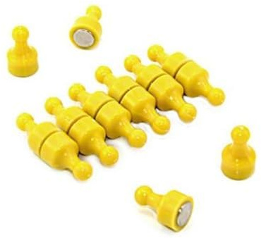 Yellow Skittle Magnet for Fridge, Office, Whiteboard, Noticeboard, Filing Cabinet -12mm dia x 20mm tall - Pack of 12