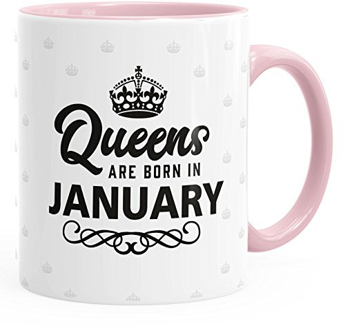 MoonWorks Queens Are Born in January Geburtstags Spruch Kaffee-Tasse rosa Unisize