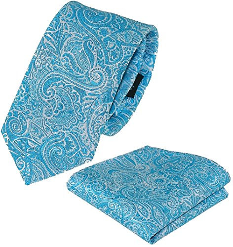 Louis Binder de Luxe Krawatte mit Einstecktuch 2er Set Schlips Tie Necktie 450 türkis