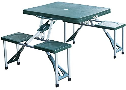 Outsunny Tavolo da Picnic con 4 Sedie Richiudibile a Valigetta Pieghevole Portatile Alluminio 84.5 × 39 × 10cm