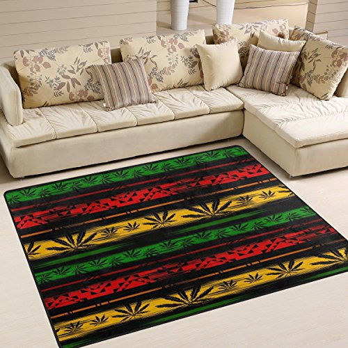 Use7 Retro Marihuana Cannabis Teppich, Mehrfarbig, 160cm x 122cm (5.3 x 4 feet), Wohnzimmer, Schlafzimmer