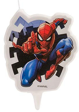 Dekora-346208 Vela de Cumpleaños 2D Spiderman de 7 cm, Multicolor, (346208)